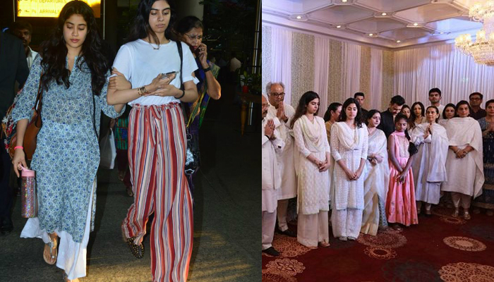 Janhvi Kapoor holds on to Khushi’s arm tightly as they return from Chennai, post Sridevi’s final prayer meet 6 মায়ের স্মরণসভা শেষে মুম্বই ফিরল প্রয়াত শ্রীদেবীর দুই কন্যা
