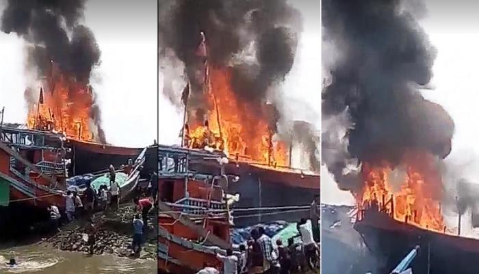 দাঁড়িয়ে থাকা ট্রলারে হঠাত্ দাউ দাউ করে আগুন, কারণ নিয়ে ধোঁয়াশা দাঁড়িয়ে থাকা ট্রলারে হঠাত্ দাউ দাউ করে আগুন, কারণ নিয়ে ধোঁয়াশা